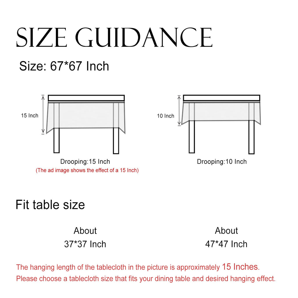 ISAENNE Designer Vintage Linen Square Tablecloth,67"x67"-Ratina
