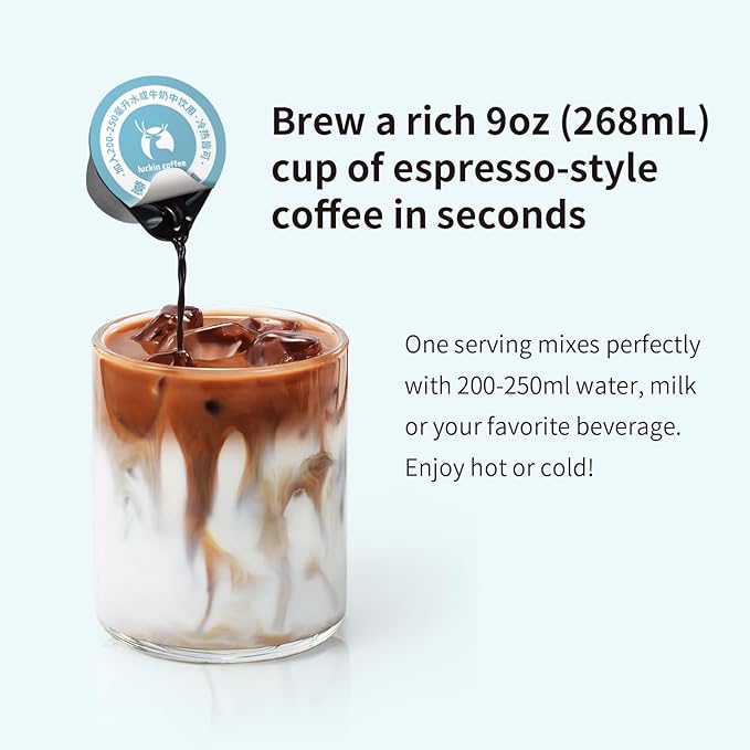 Luckin Sugar-Free Coffee Concentrate,(32 Count) On-the-Go Instant Coffee Liquid for Cold Brew, Lattes & Daily Drinks. Peel and Pour Pods Hot or Iced.
