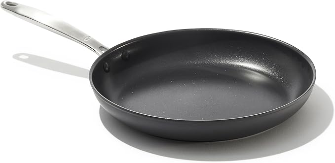 OXO Enhanced 8" Frying Pan Skillet, PFAS-Free Ceramic Nonstick, Durable Hard Anodized Cookware, Scratch Resistant, Stainless Steel Handle, Good Grips, Dishwasher Safe, Oven safe