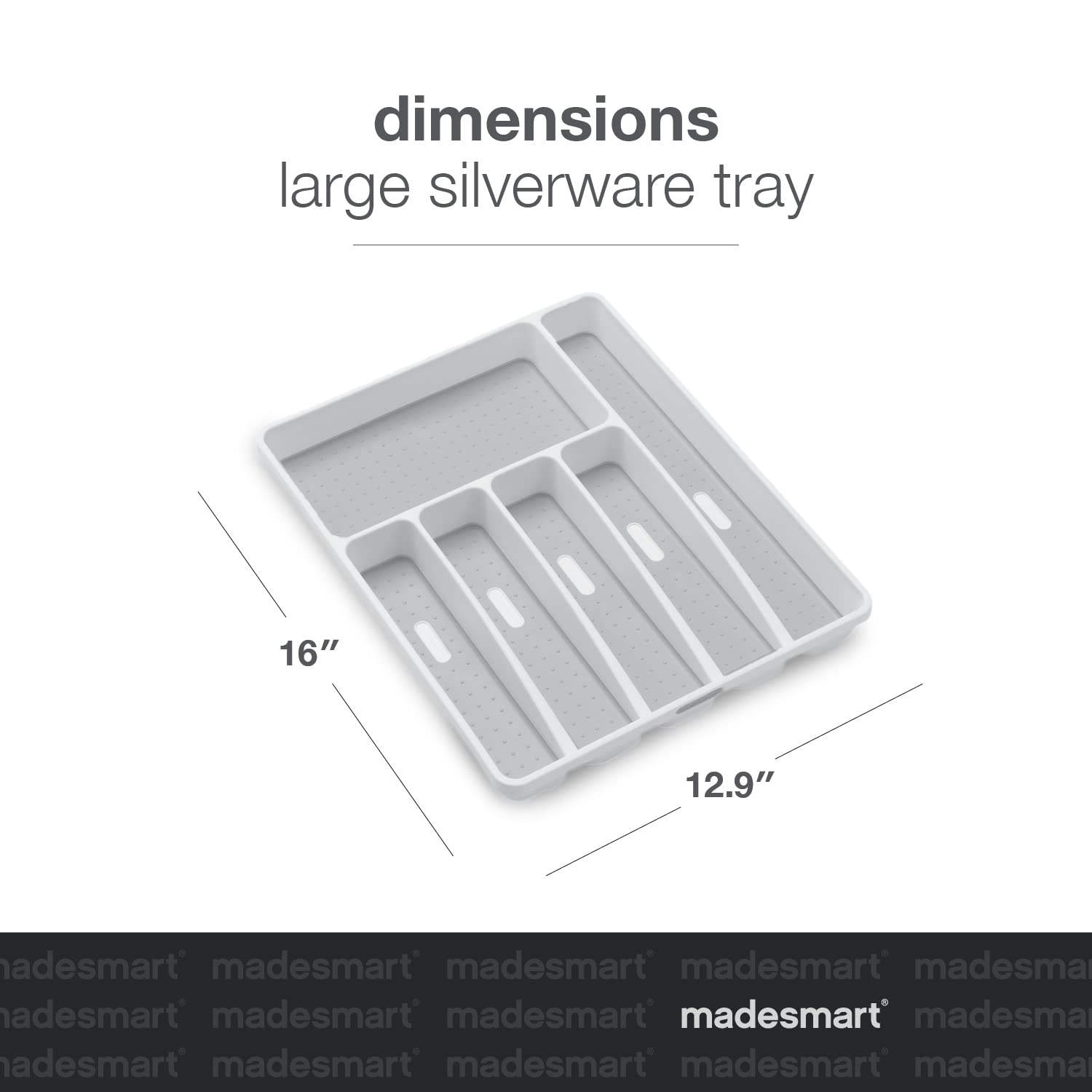 madesmart Classic 6 Compartment Silverware Tray, White