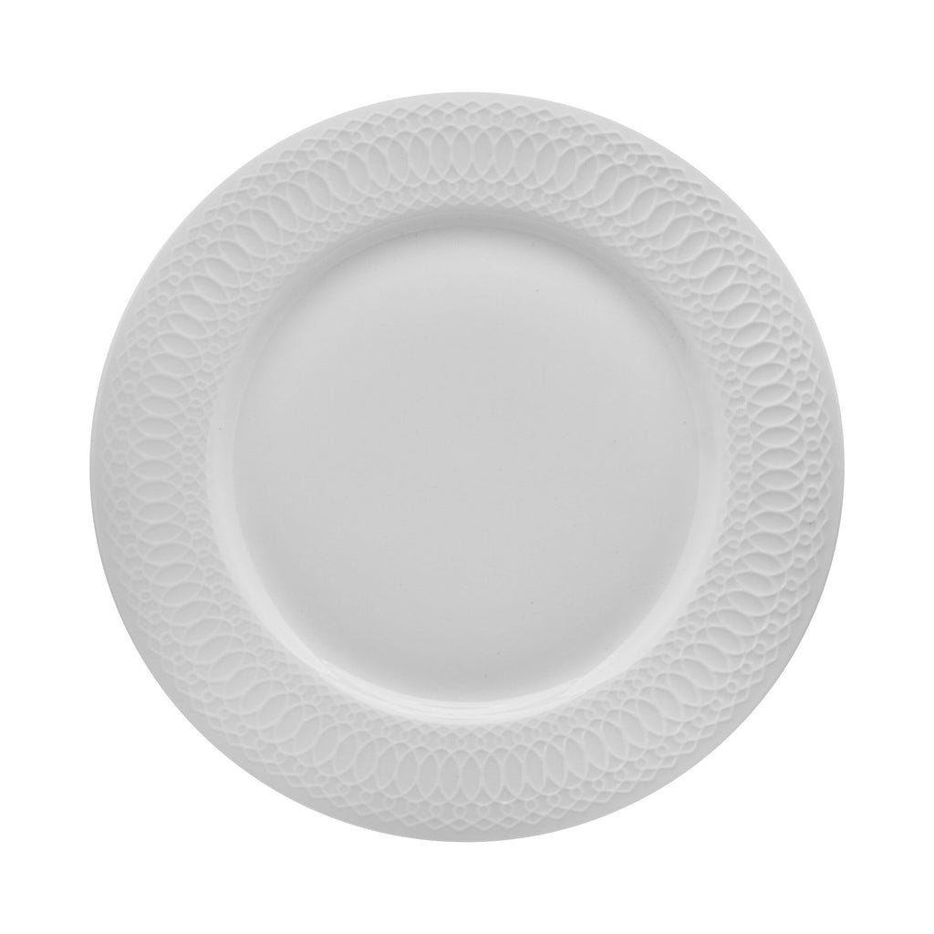 Mikasa Levi 40 Piece Bone China Dinnerware Set, Embossed Plates Bowls, Chip-Resistant, Lightweight, Elegant and Durable, Service for 8, White