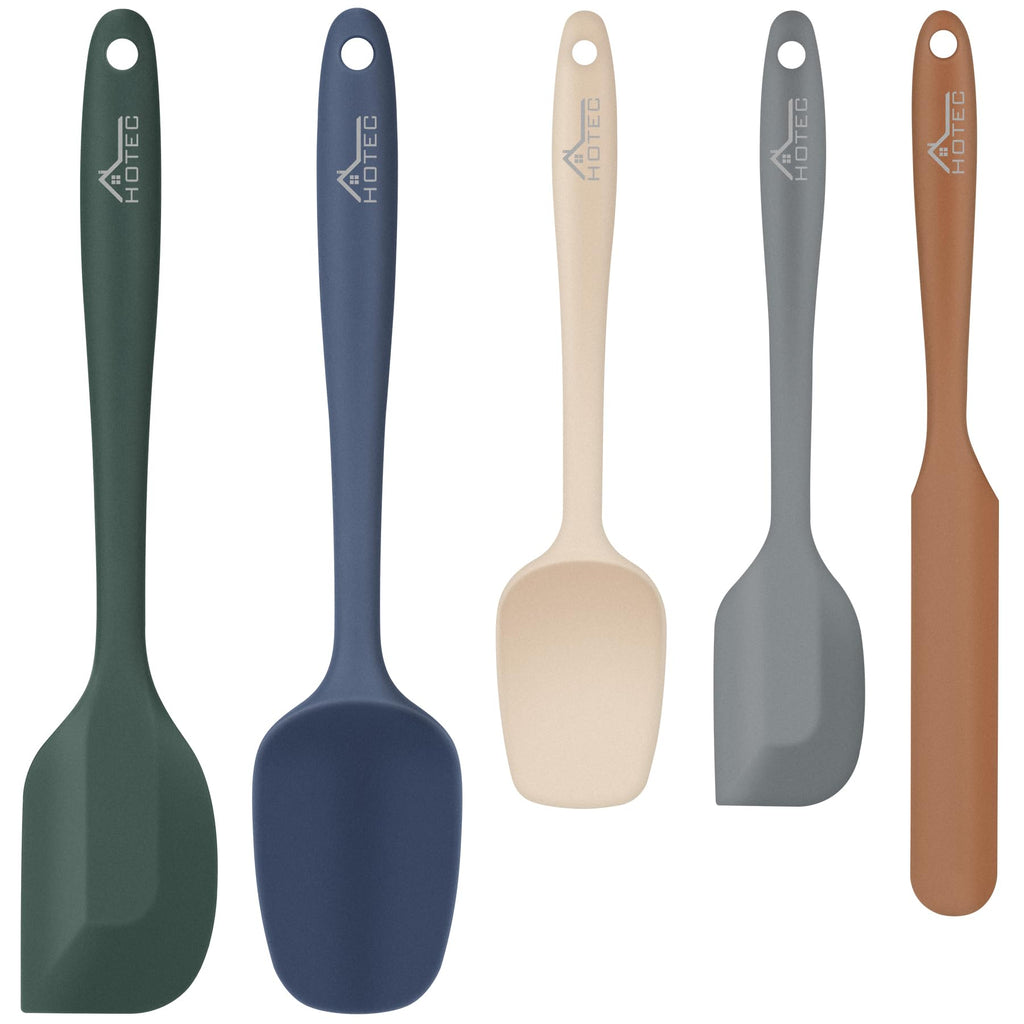 HOTEC 600℉ Heat Resistant Silicone Rubber Spatula Set, Aqua Sky, Set of 5