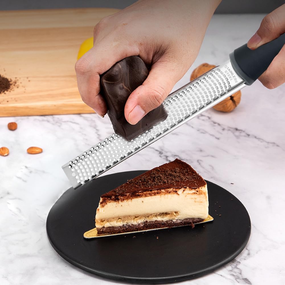 Lemon Zester Grater, Stainless Steel Fine Grater with Cover Handle