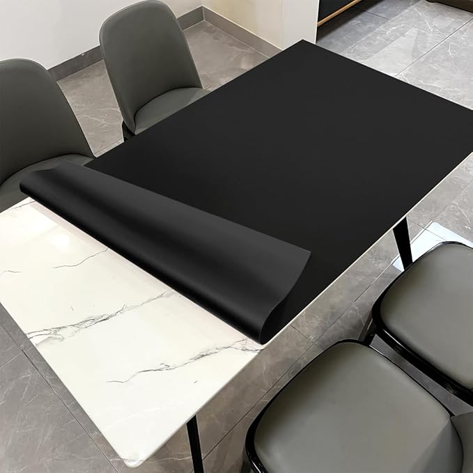 Leather Table Cover,1.8mm Thick,42x84 Inch Table Protector,Table Protector for Dining Room Table,Table Pads for Dining Room Table.(Black+Black,42x84)