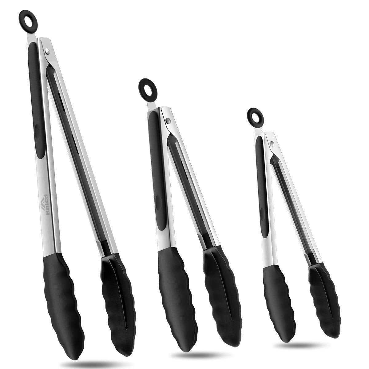 Bnlcd Good Grip Cooking Tongs with Silicone Tips, Set of 3-7" 9" and 12"