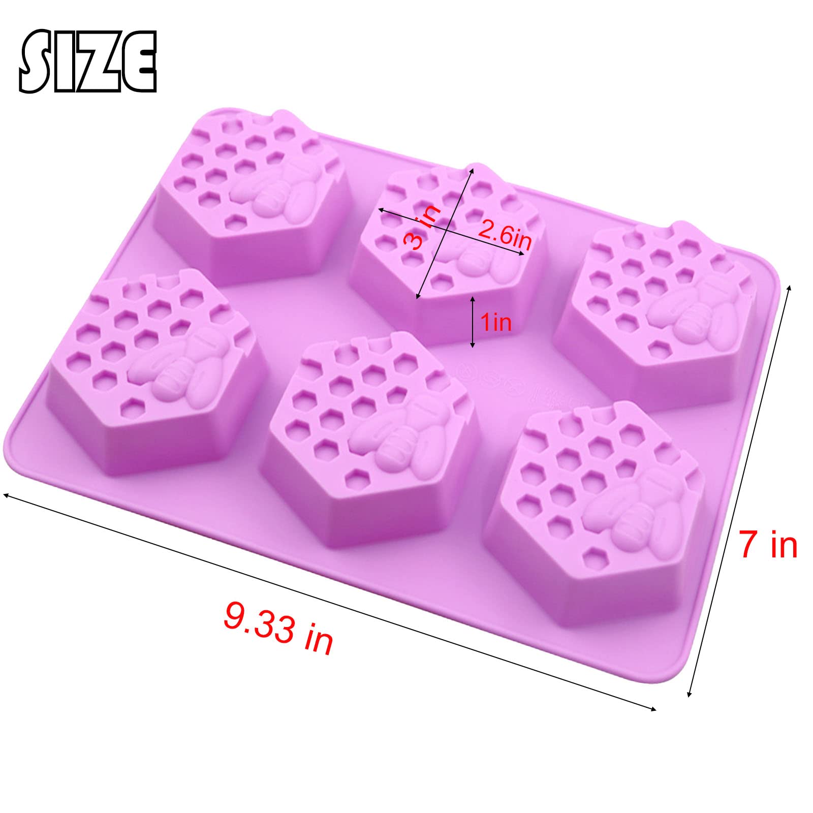 PSKJATIN 3 Pcs Honeycomb Soap Molds-Honeybee Silicone Molds for Soap,3D Bee Soap Molds for Homemade Soap Bath Bombs Shower Steamer Lotion Bars Chocolate Candy
