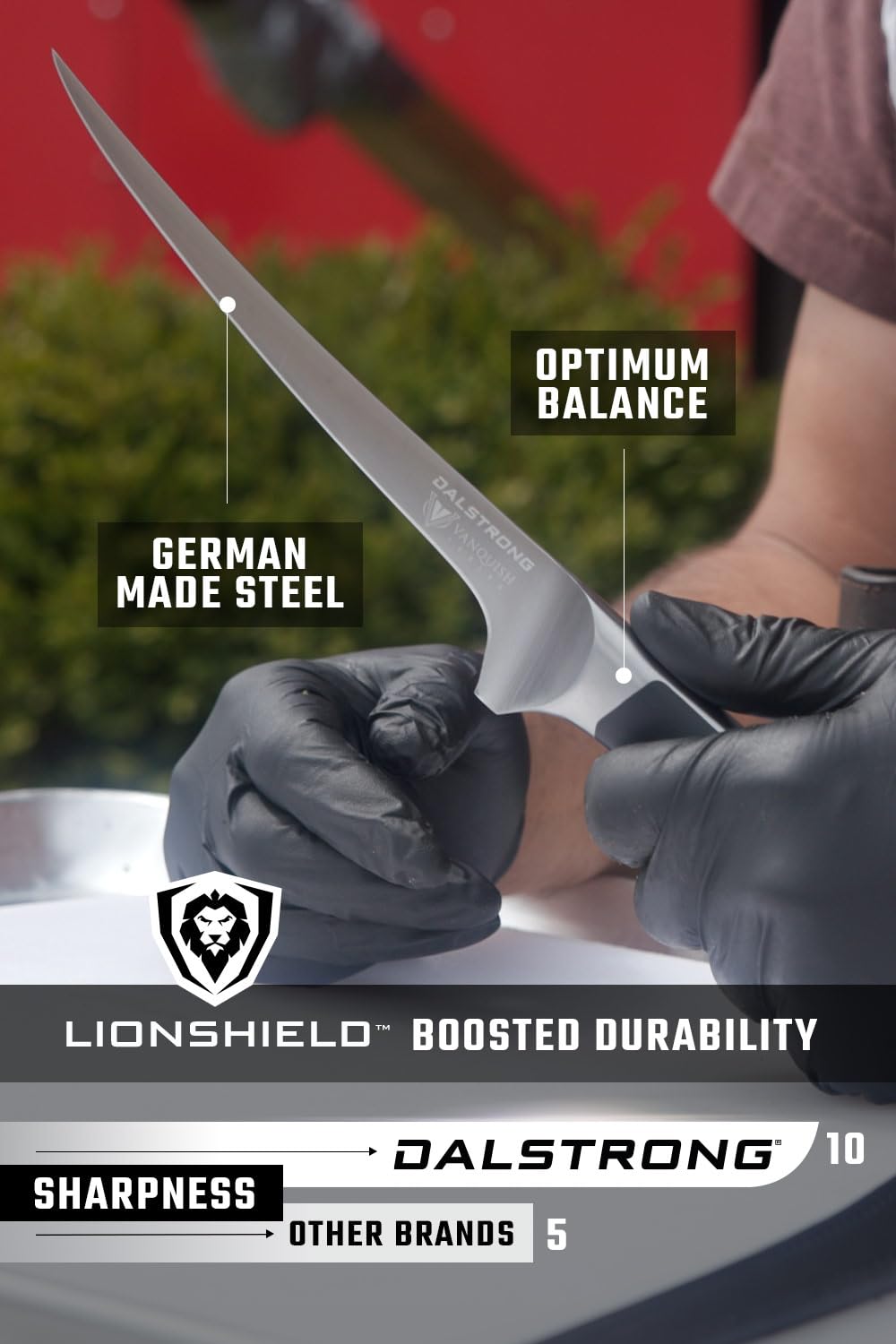 Dalstrong 7" Fillet Knife — Forged German HC Steel, 58+ HRC, Flexible Blade — For Filleting Fish, Boning Chicken & Silverskin Trimming — POM Handle, Full Tang, Sheath, Vanquish, customer support