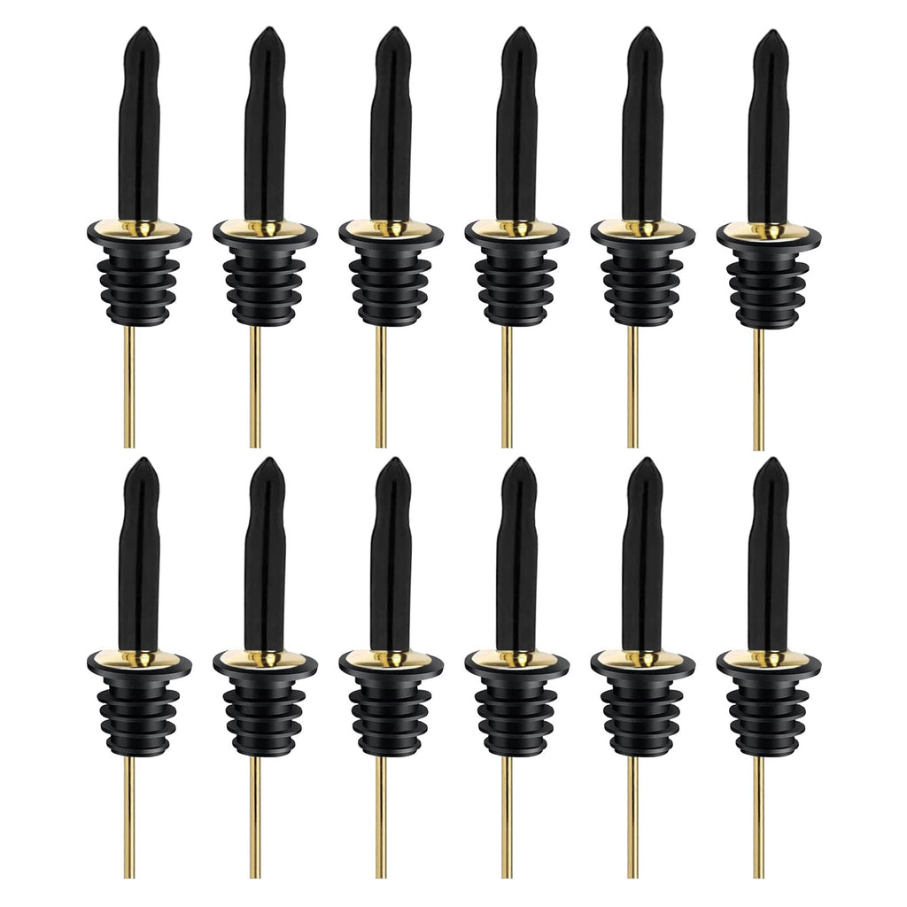 Pafusen 12 Pack Liquor Bottle Pourers, Liquor Pour Spout for Liquor Bottles, Stainless Steel Olive oil Dispenser Spout, Alcohol Pourer Spouts Dust Caps Long Covers, Sliver