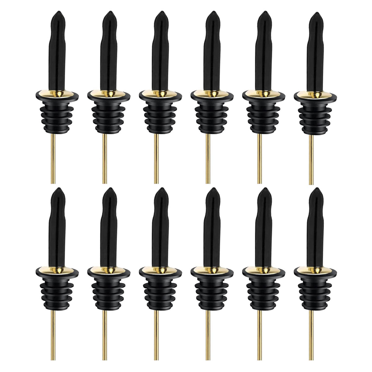 Pafusen 12 Pack Liquor Bottle Pourers, Liquor Pour Spout for Liquor Bottles, Stainless Steel Olive oil Dispenser Spout, Alcohol Pourer Spouts Dust Caps Long Covers, Sliver