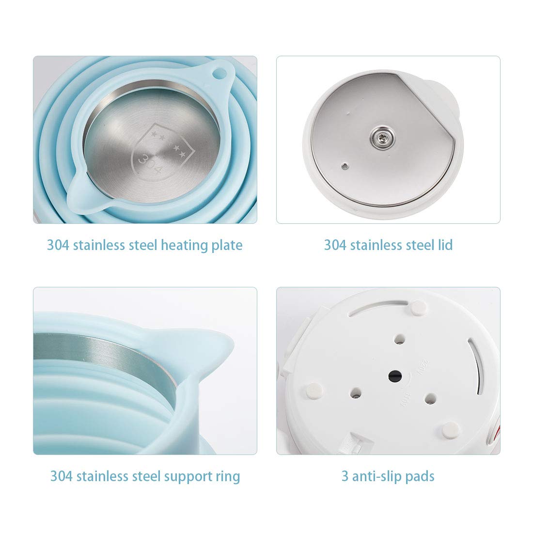 Food Grade Silicone Portable Collapsible Electric Travel Kettle
