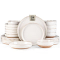 AmorArc Dinnerware Sets with Pasta Bowls for 6, Handpainted Stoneware Plates and Bowls Set with Rustic Terracotta Underside, Scratch Resistant Dishes Set, Dishwasher & Microwave Safe, 24 Pcs