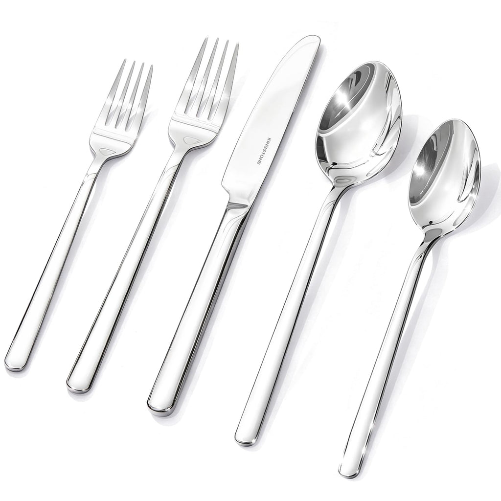 KINGSTONE Silverware Set for 12, 60 Piece 18/10 Stainless Steel Flatware Utensils Cutlery Set, Mirror Polished, Dishwasher Safe, Knife Fork Spoon for Home Restaurant Wedding Housewarming