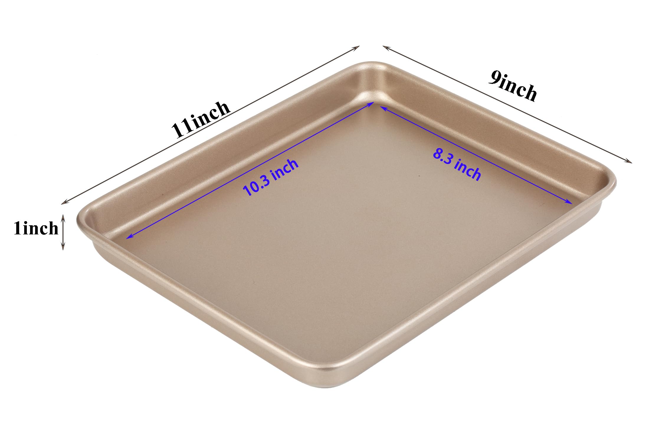 11 Inch Baking Sheets Pan Nonstick Set of 2, Walooza Cookie Sheet Replacement Toaster Oven Tray，Deep Size 1 inch Bakeware, Non Toxic & Heavy Duty & Easy Clean