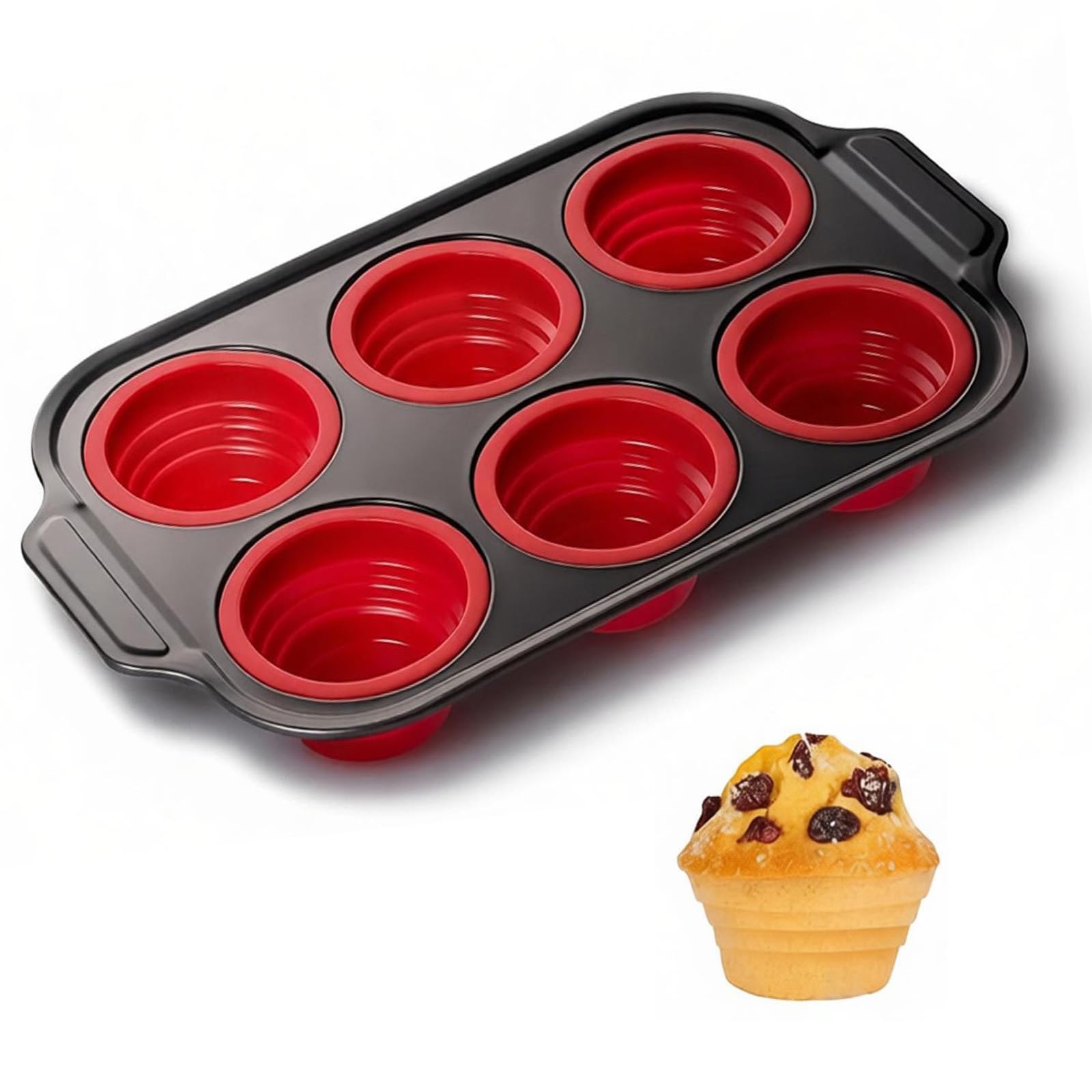 YiYeraio Muffin Pan, 6-Cup Nonstick Silicone Muffin Pans for Baking, Food-Grade Cupcake Pan for Oven, Microwave, Dishwasher Safe, BPA-Free Silicone Baking Mold for Muffins, Cupcakes, Egg Muffins