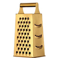 GUIYAL Stainless Steel 4 Sides Grater Slicer with Handle, Multifunctional Cutter Planing for Ginger, Garlic, Cucumbers, Carrots, Cheese, Potato, Ergonomic Design Kitchen Gadgets Accessories（Gold）