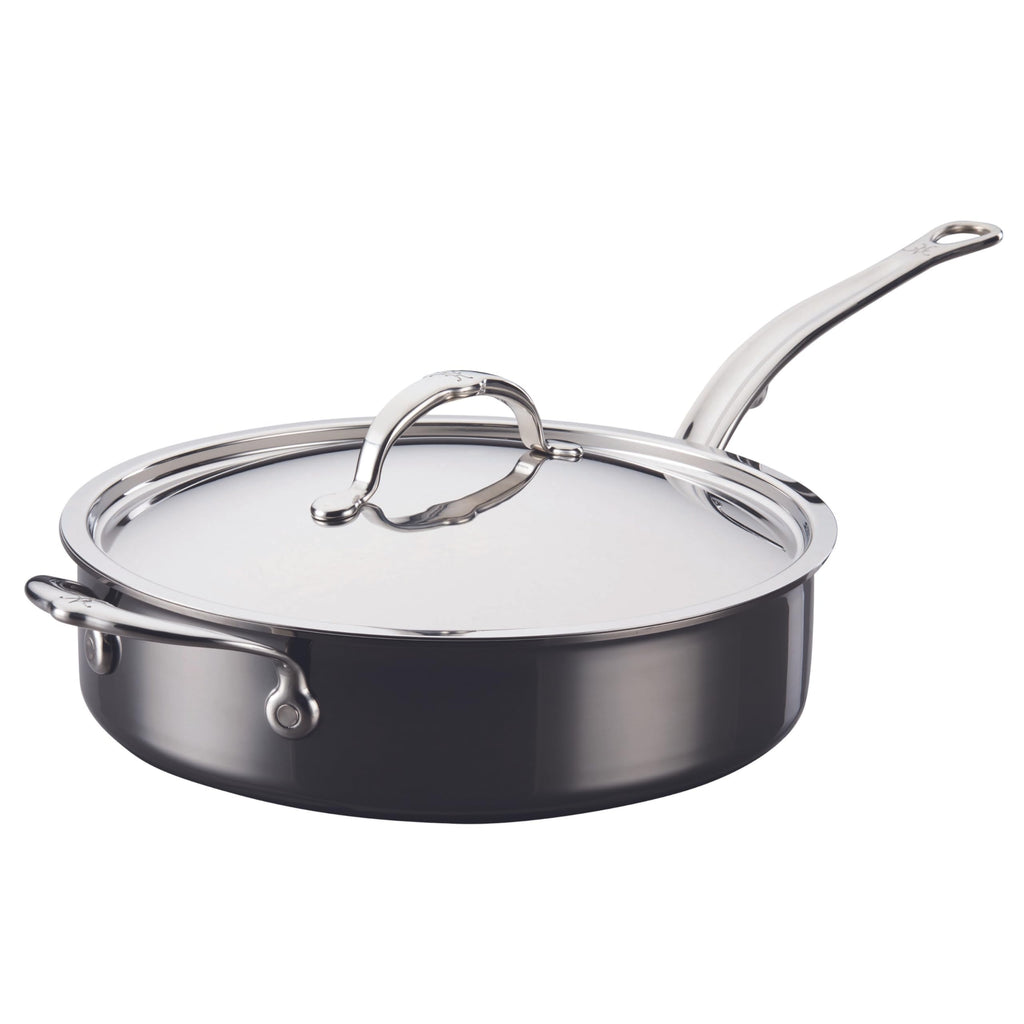 Hestan NanoBond Molecular Titanium Saute Pan with Lid, 3.5-Quart - PFAS-Free Stainless Steel, 4x Stronger, 1050°F Safe, Induction Compatible, Handcrafted Italy