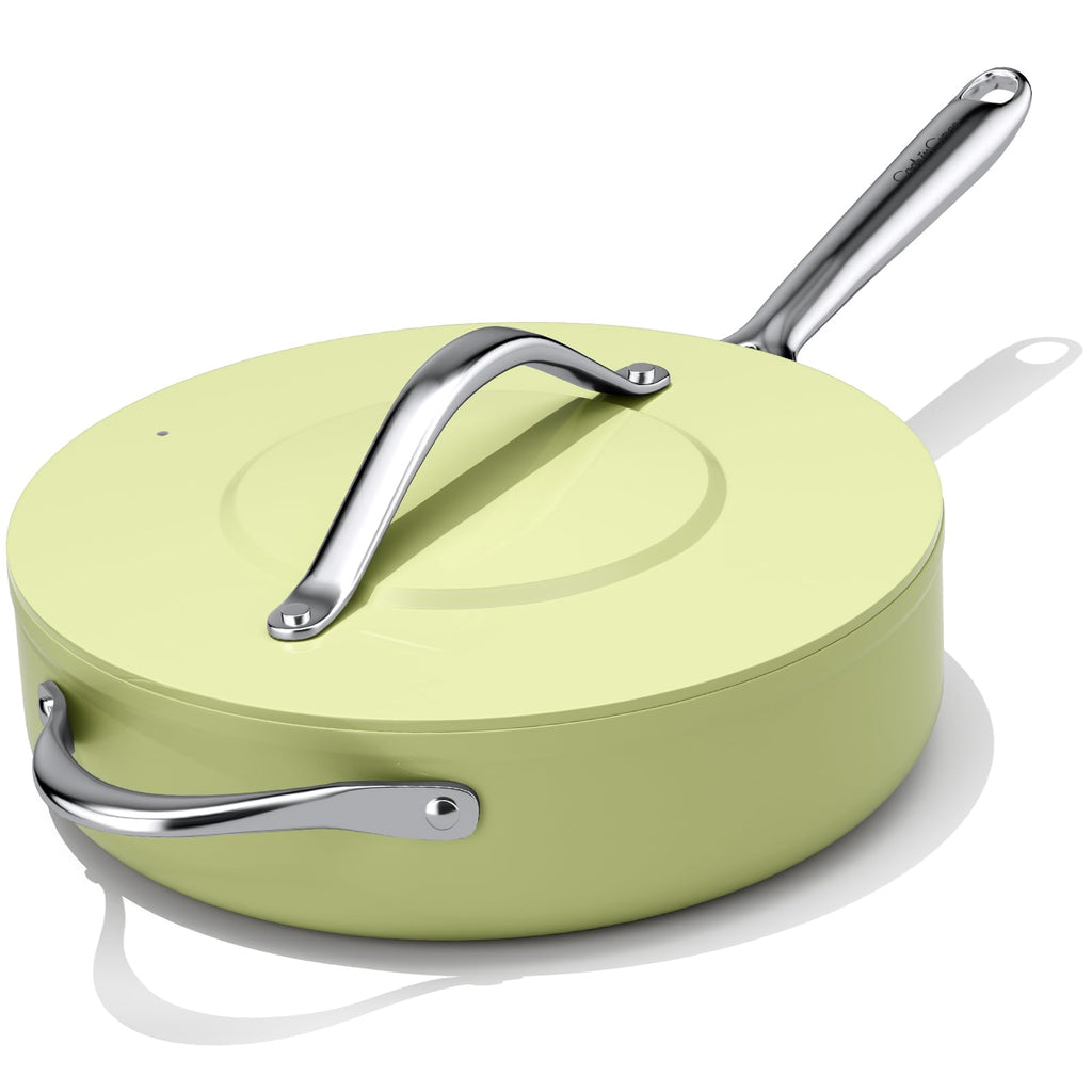 CookinCraze Premium Ceramic Sauté Pan with Lid, 4.5 QT Nonstick Deep Pan