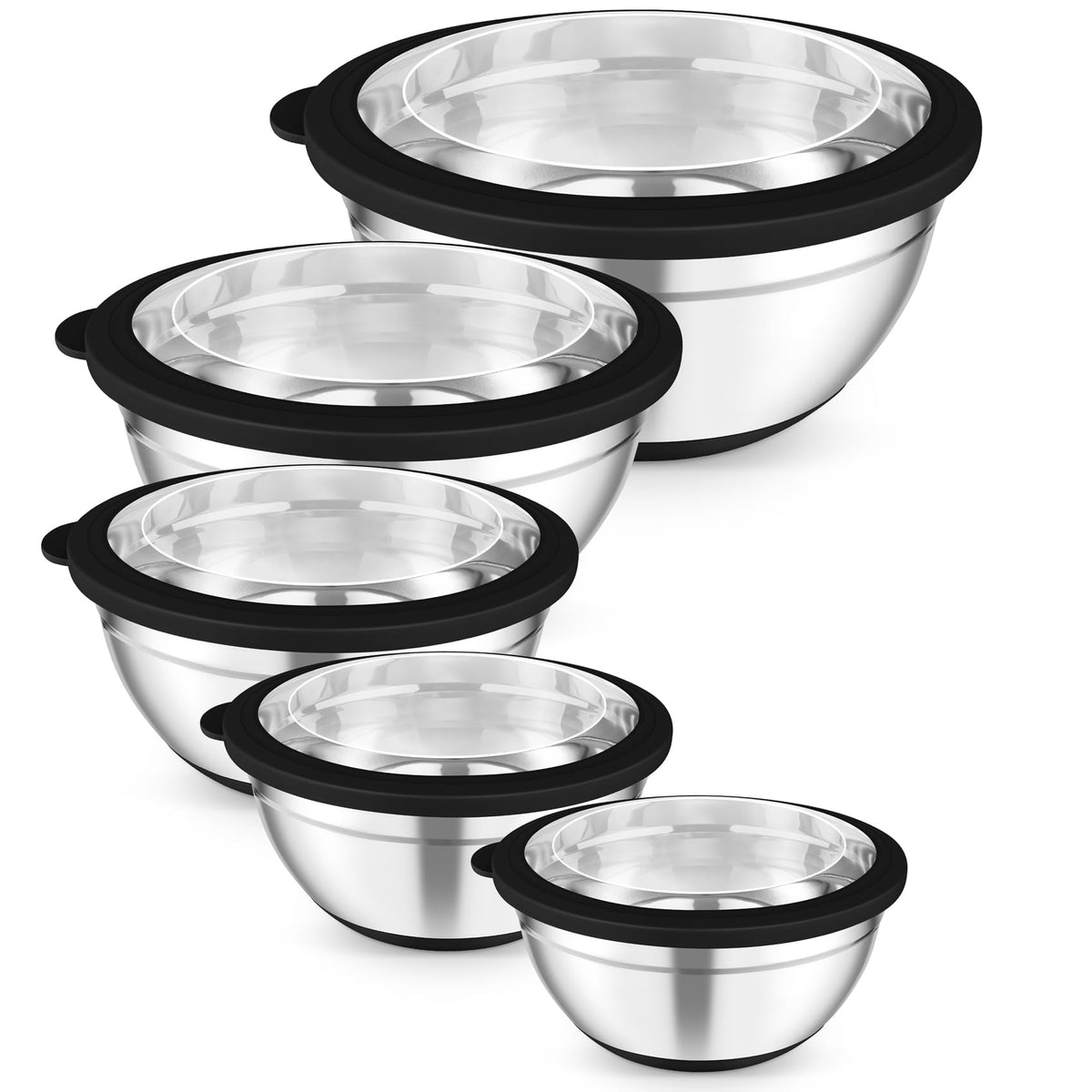 TeamFar Mixing Bowls, Salad Bowls with Transparent Airtight Lids, Colorful