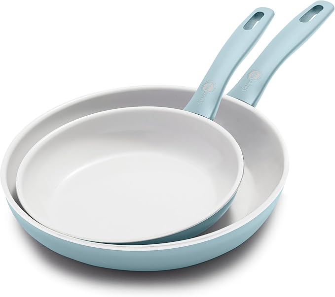 GreenPan Dover 8" and 10" Frying Pan Skillet Set, Healthy Ceramic Nonstick Coating, PFAS-Free, Dishwasher Safe, Comfort Grip Handle