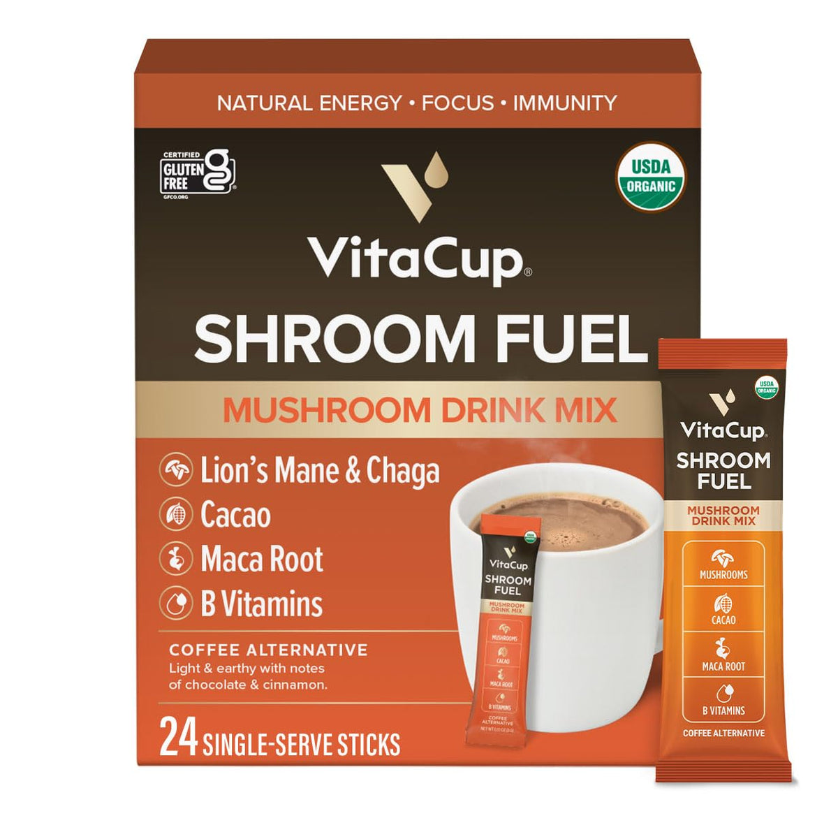 VitaCup Perfect Low Acid USDA Organic Instant Coffee Packets 24ct