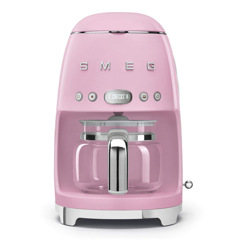 Smeg 50's Retro Style Aesthetic Drip Coffee Machine with 10 Cup Glass Carafe, Auto Start Feature, Keep Warm Plate, and Two Coffee Strength Settings (Grey)