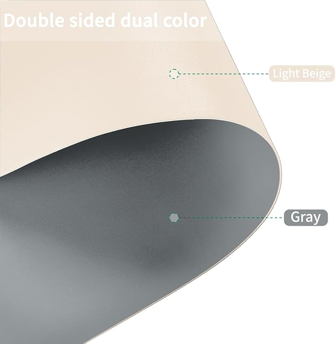 Desk Pad - 14x45 Inch Waterproof Easy to Clean Can Conceal Flaws Protector The Table Top from Scratches Used for Coffee Table Office Table Dresser(Off White+Light Gray 14x45)