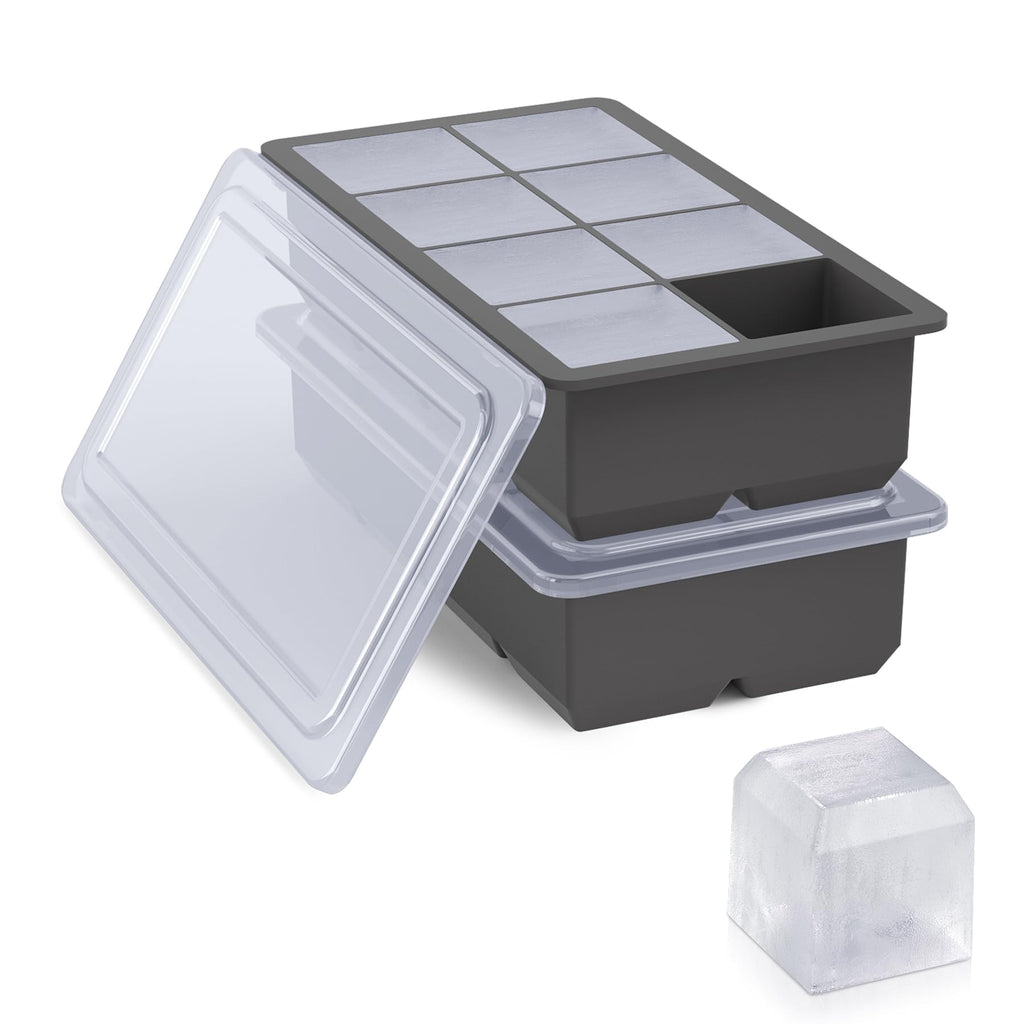 Bangp Large Ice Cube Tray for Whiskey,2 Pack,16 Slow-melting 2"Square Cubes