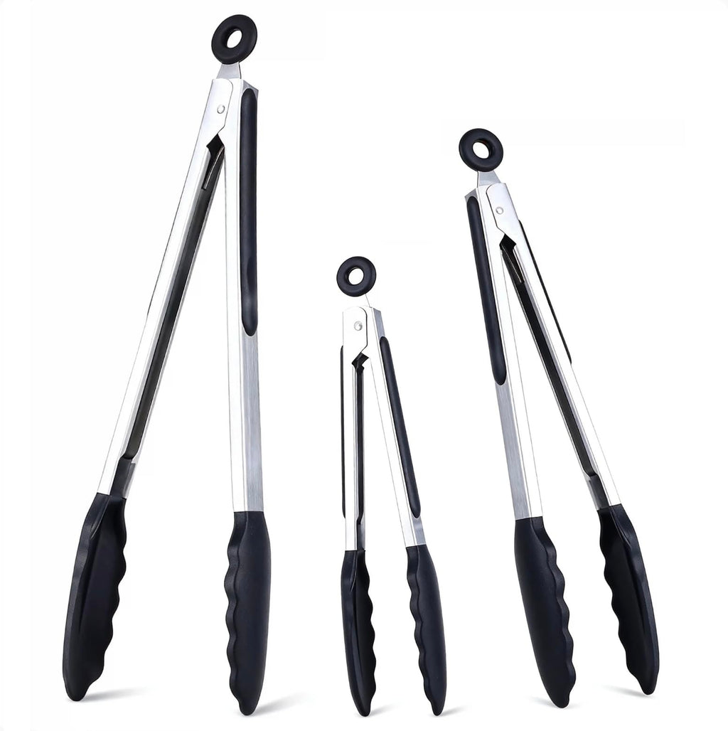 7-Inch Kitchen Tongs Set of 3, Cooking Tongs with Silicone Tips