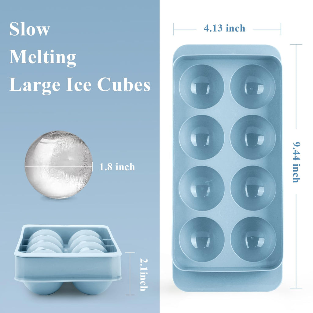 Aibirui 1.8" x 8 Ices,Round Ice Cube Mold,Round Ice Cube Trays for Freezer