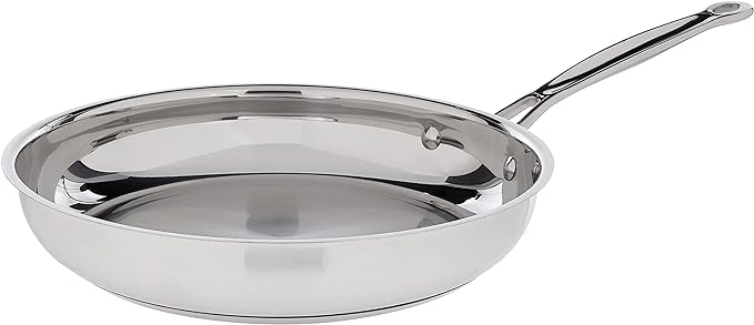 Cuisinart 722-30H Chef's Classic Stainless 12-Inch Open Skillet with Helper Handle,Stainless Steel