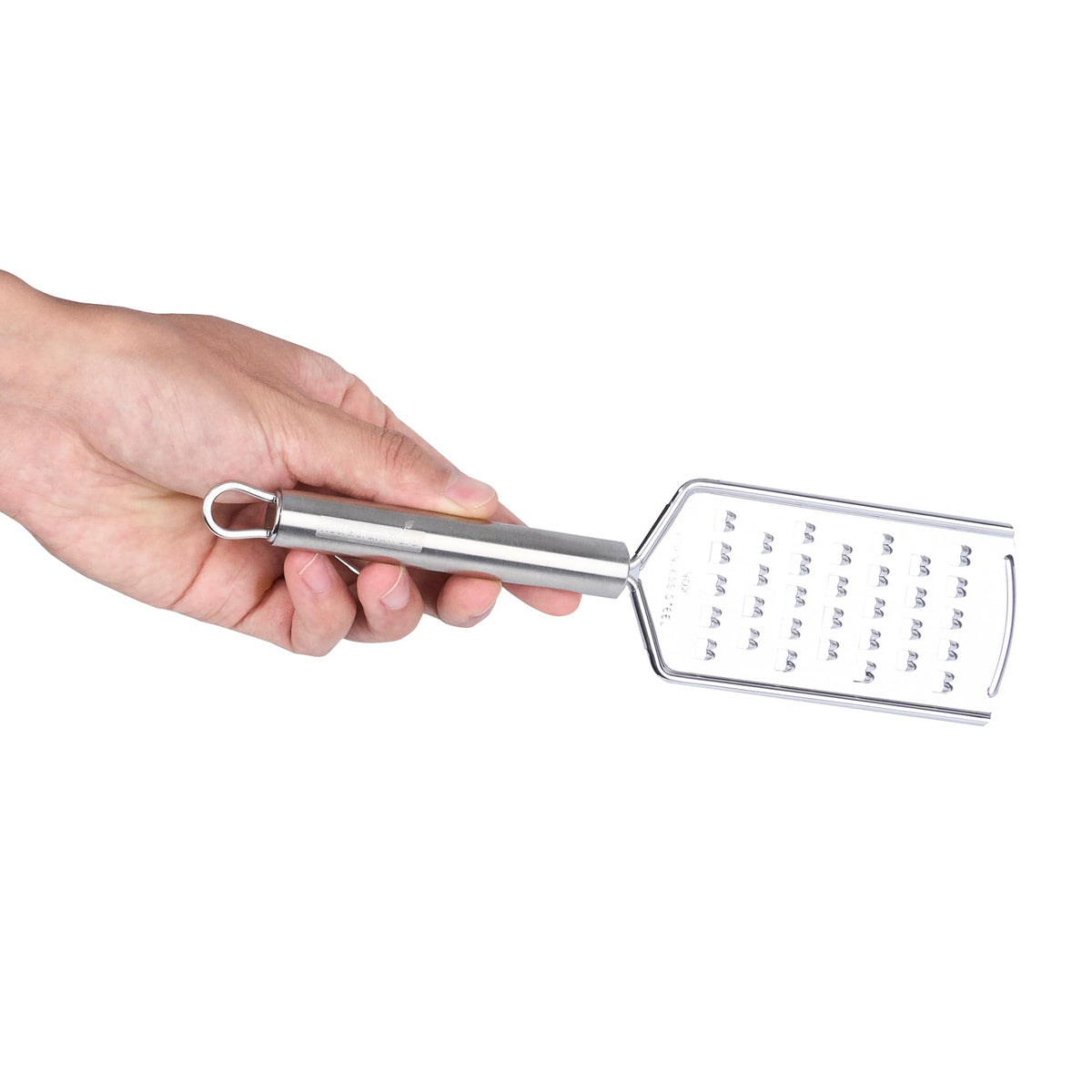 Restaurantware Stainless Steel Coarse Cheese Grater - German Standard Lemon Zester with Ergonomic Handle, Sharp Blades, Dishwasher Safe - Handheld Kitchen Grater for Parmesan, Garlic, Ginger