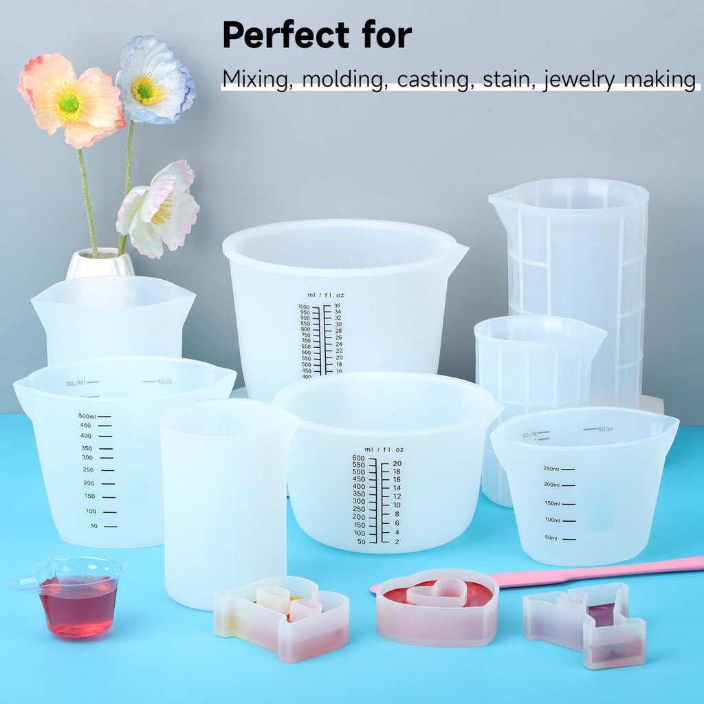 Gartful 450ml Large Silicone Measuring Cups, 15OZ Reusable Squeeze and Pour Resin Cups for Epoxy, Casting Molds, Slime, Craft Art Projects, Cup Making, Waxing, 4 Packs