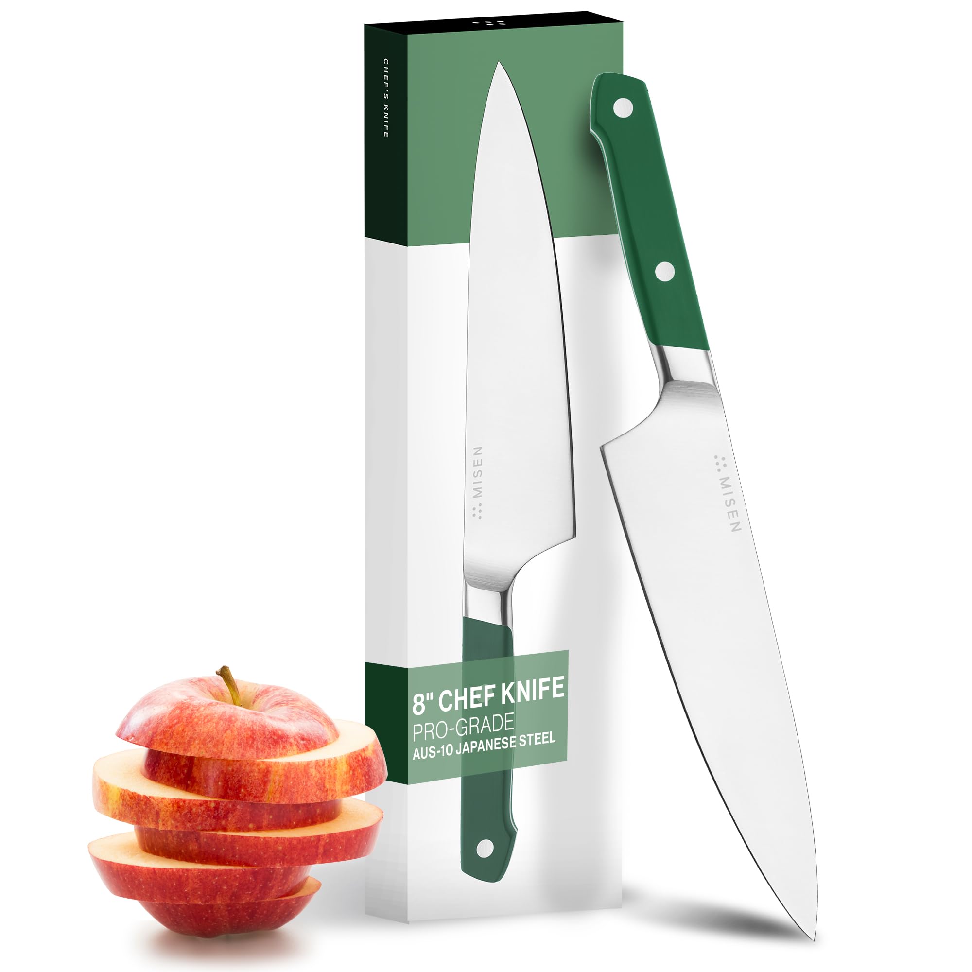 Misen 8 Inch Chef Knife, AUS-10 Japanese Stainless Steel - Green