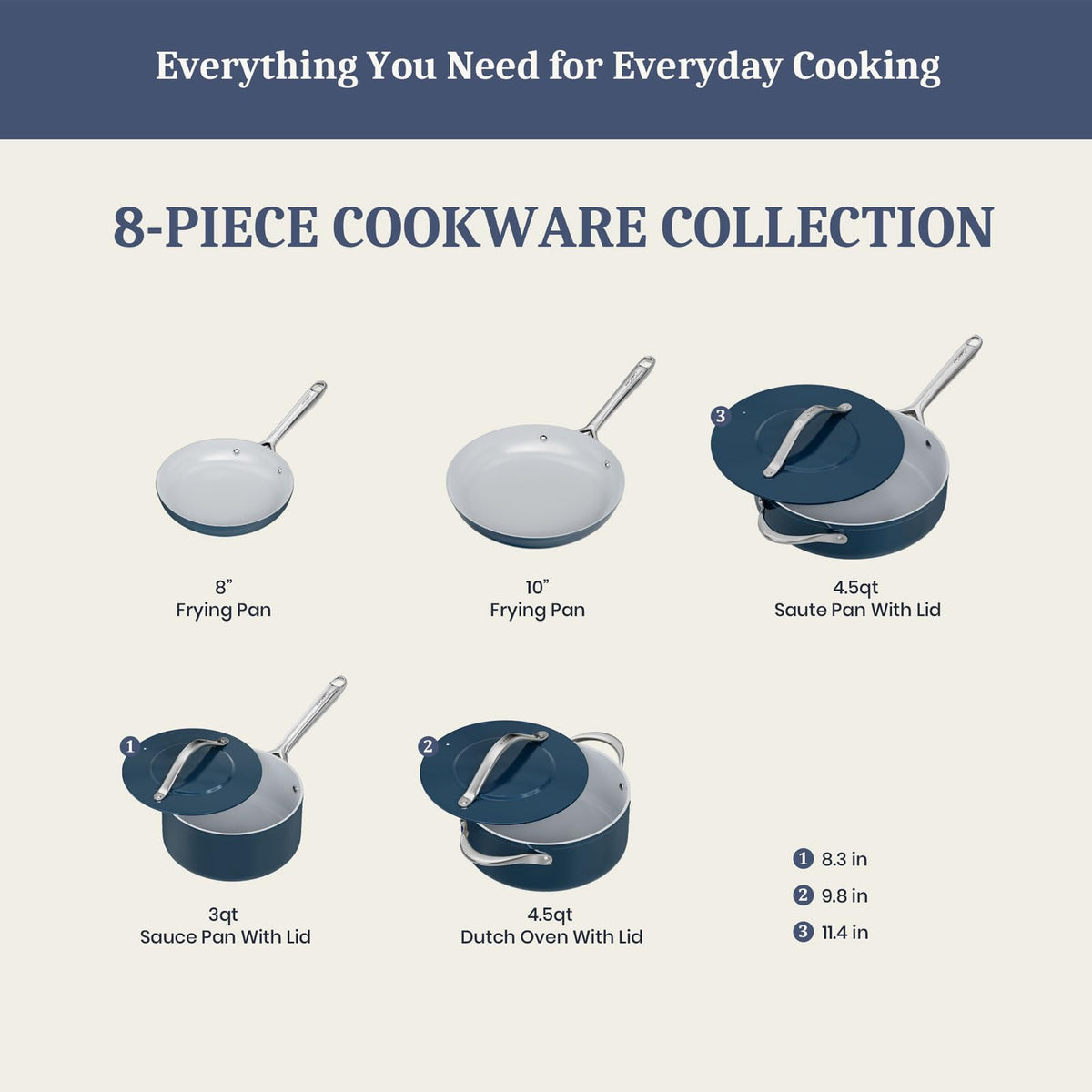 CookinCraze Pots and Pans Set Non Stick 8 Pcs Healthy Ceramic Cookware Set
