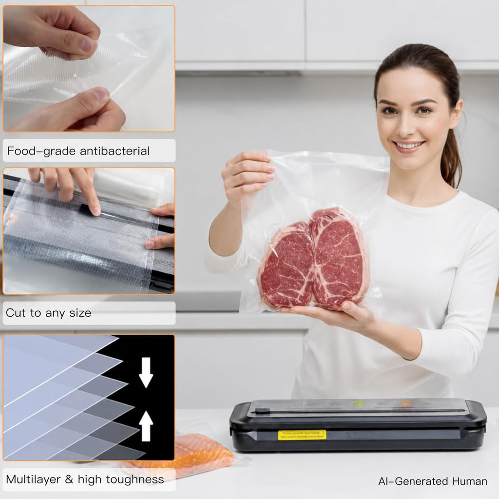 MEGAWISE Vacuum Sealer Rolls, 8 in x 21.6 ft, 5 Pack, BPA-Free