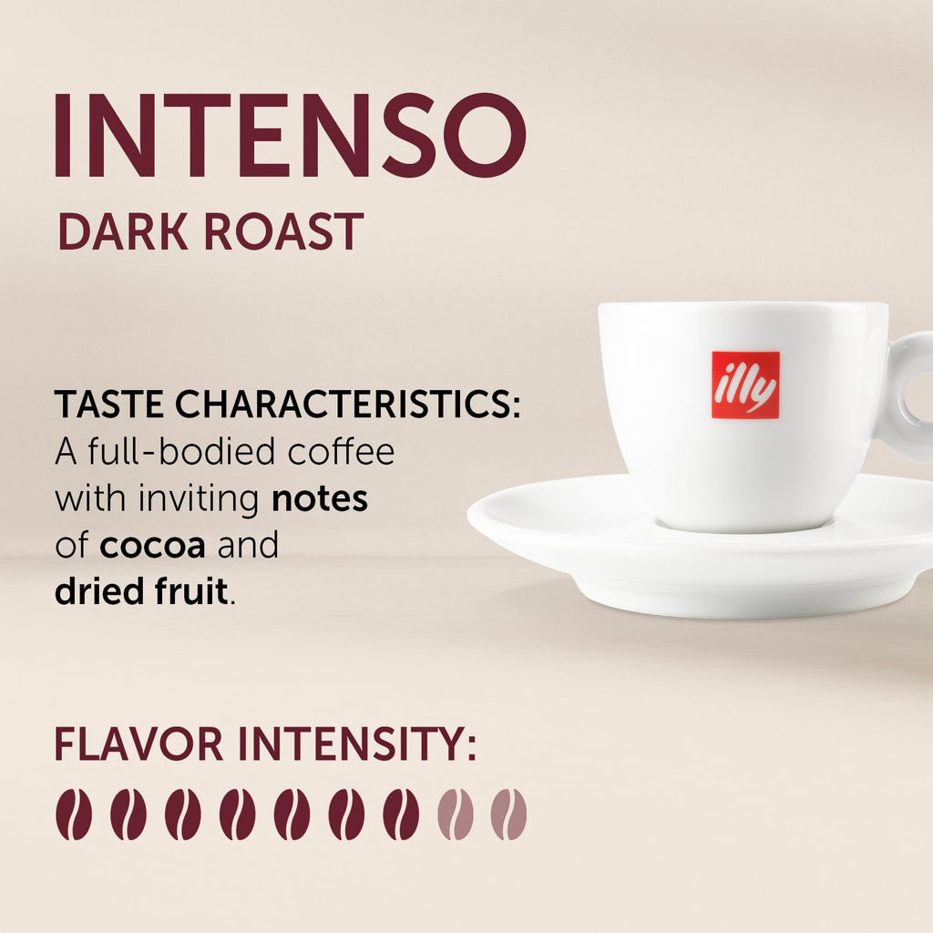illy Ground Coffee Espresso - 100% Arabica Coffee Ground – Intenso Dark Roast – Warm Notes of Cocoa & Dried Fruit - Rich Aromatic Profile - Precise Roast - No Preservatives – 4.4 Ounce
