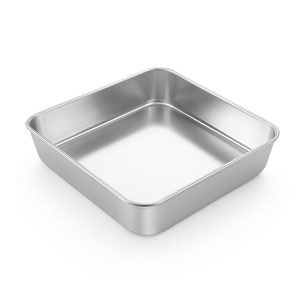 LIANYU 3 Pack 8 x 8 Inch Square Baking Cake Pan, Stainless Steel Cake Molds