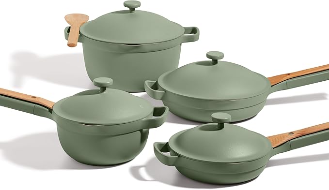 Our Place Cookware Set - 13-Piece Kit Including the Always Pan, Perfect Pot and Spatulas | Multifunctional, Toxin-Free Nonstick | Heat Safe up to 450°F | Oven, Stove, Induction Compatible | Sage