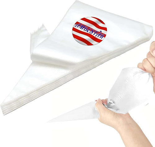 21 inch Large Piping Bags, AMBESTAR 100 Pcs Big Tipless Clear Plastic Disposable Pastry Bags for Frosting Decorating Cake Cupcake Cookie, Pro Long Thick Pastry Bag Essential Baking Tools