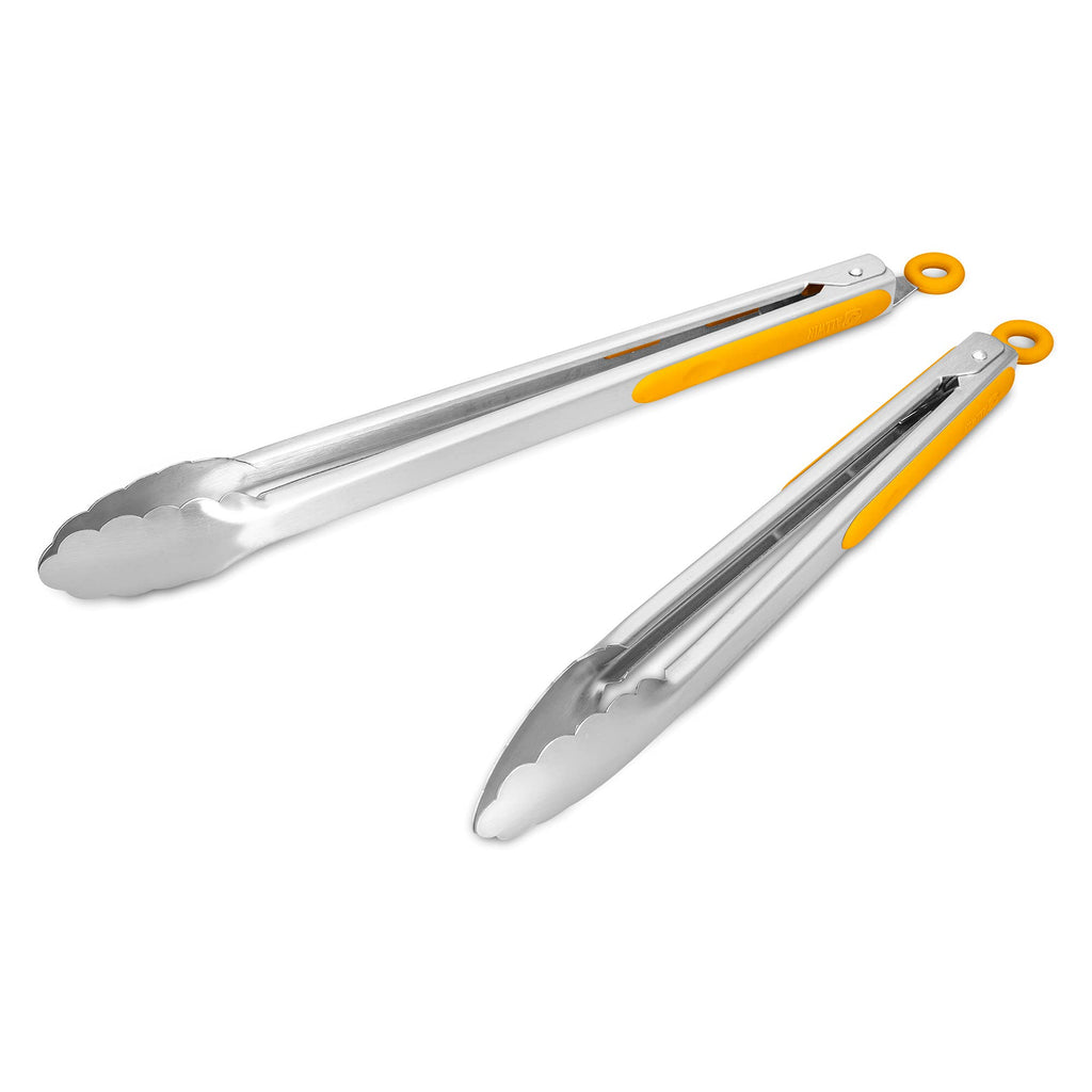 304 Stainless Steel Kitchen Cooking Tongs, 14 & 16", Set of 2, Aqua Sky