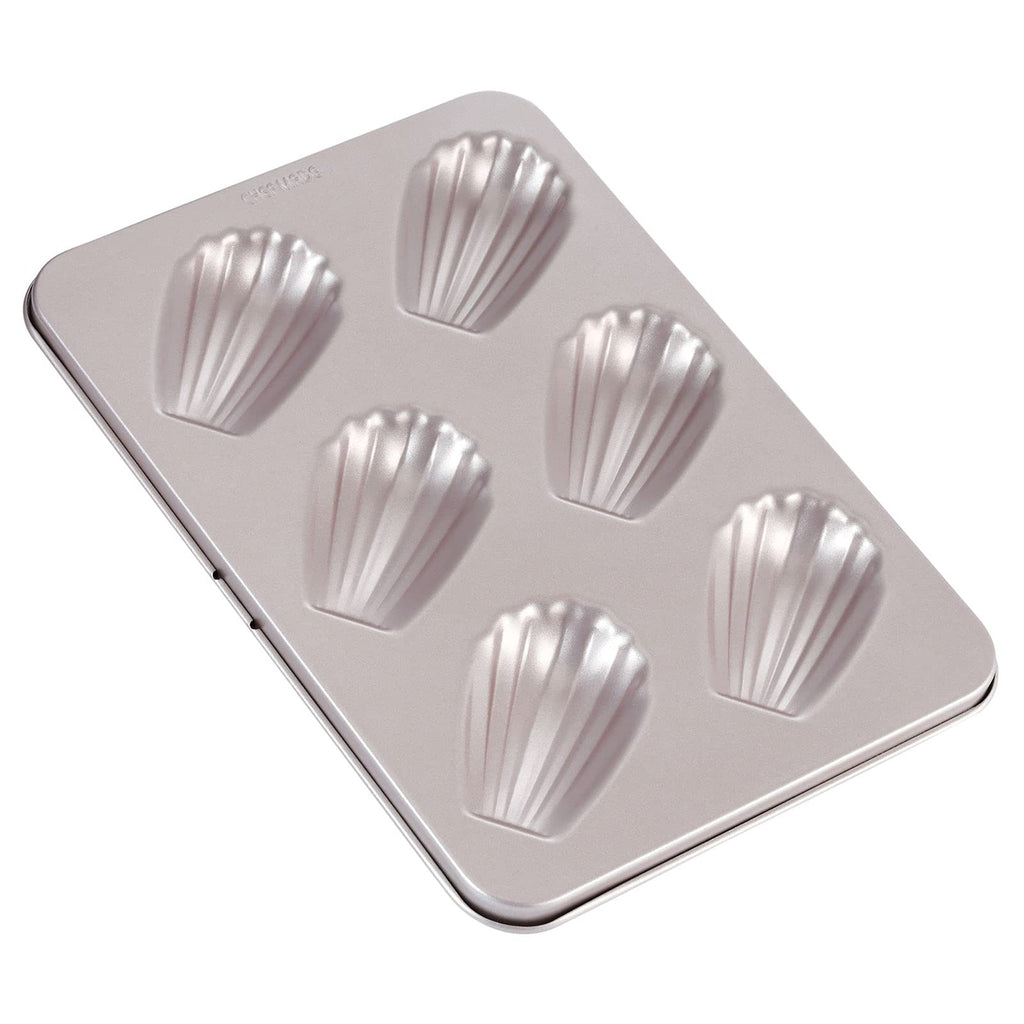 CHEFMADE Madeleine Mold Cake Pan, 12-Cavity Non-Stick Scallop Madeline Bakeware for Oven Baking (Champagne Gold)