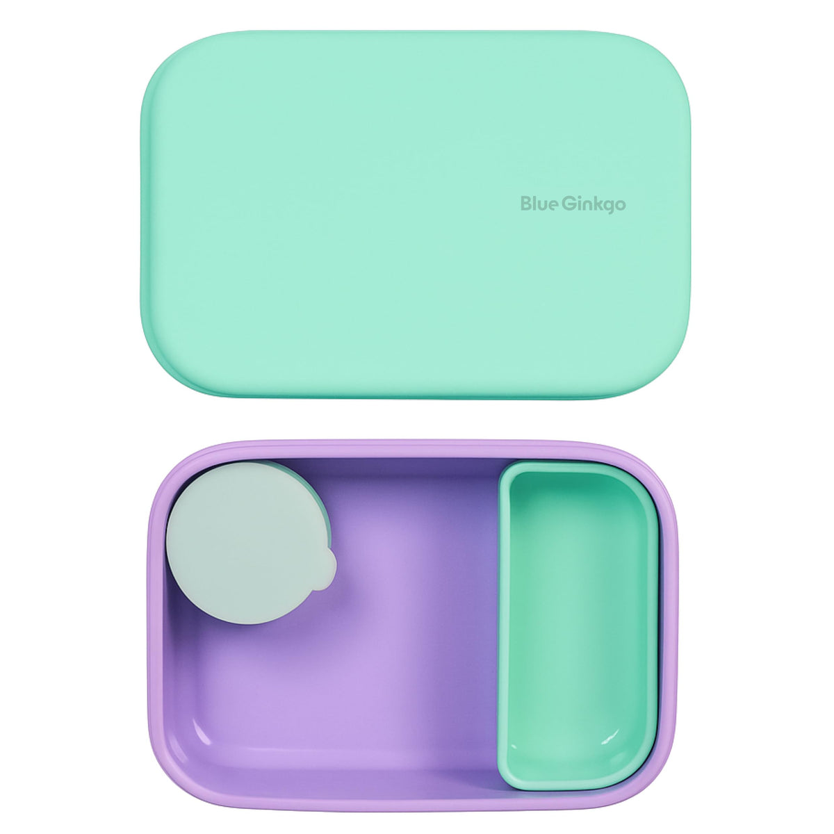 BLUE GINKGO Bento-Style Silicone Lunch Box Set, Purple, Made in Korea