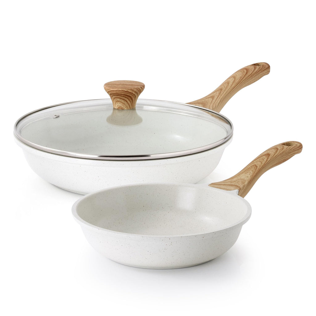 SENSARTE Nonstick Frying Pans, Grey(9.5 Inch Frying Pan and 5QT Saute Pan)