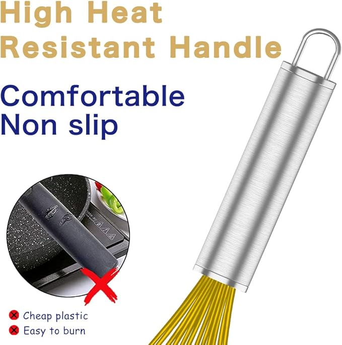 OYV Yellow Silicone Whisk Set of 3, 8/10/12 Inch, Non-Scratch