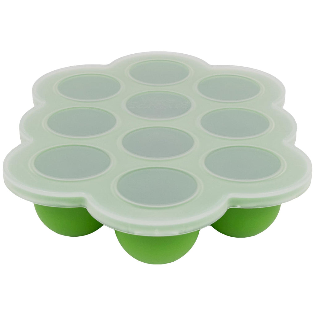 WeeSprout Silicone Freezer Tray with Clip on Lid Perfect Food Storage Container for Homemade Baby Food, Vegetable, Fruit Purees, and Breast Milk (Bright Blue, Six 3 Ounce Sections)