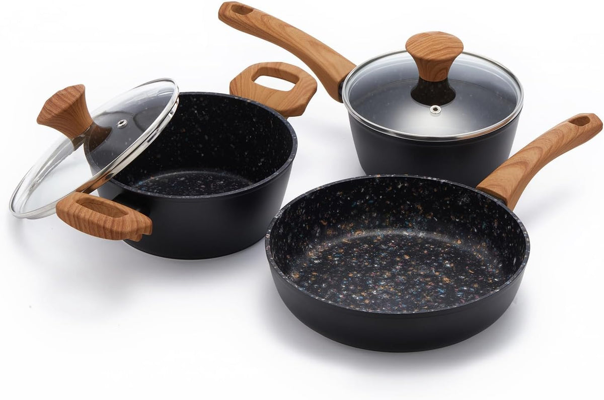 Jovire 3-Piece Nonstick Set | 9.25" Pan + 1.4/2.2QT Pots | PFAS-Free, Green
