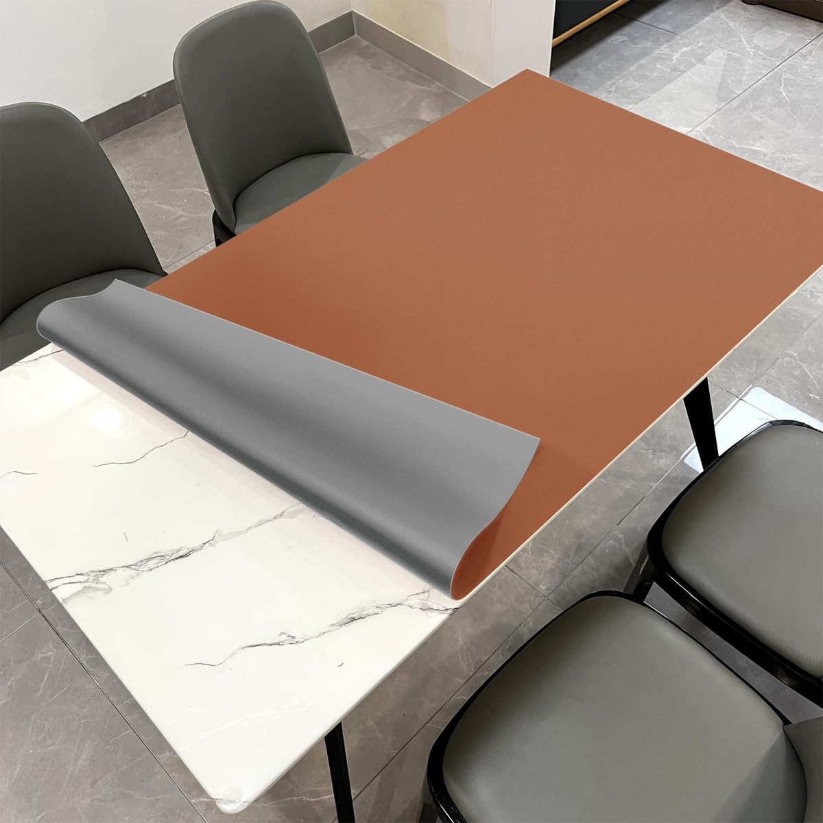 Zinkooat Table Pad for Dining Room Table - Can Be Used On Both Sides Waterproof and Easy to Clean Good Flatness Used for Dining Table(Black+Wine Red 44x72)