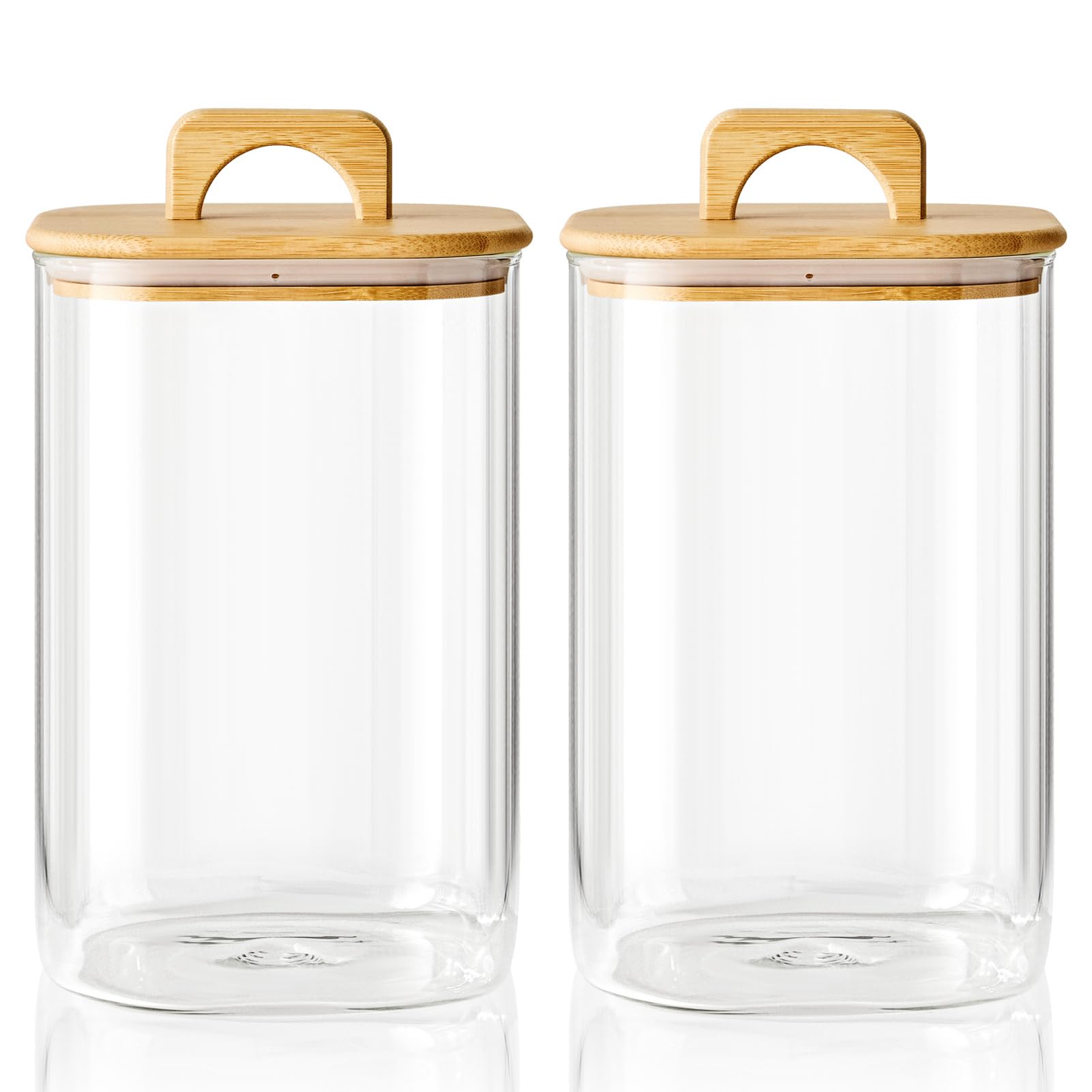 Sweejar 4 qt Large Jars with Bamboo Lids, 1 Gallon Glass Candy Jar with Lid, Sugar/Flour Storage Containers, 128 oz Big Glass Canisters with Airtight Lid, 2 Pack