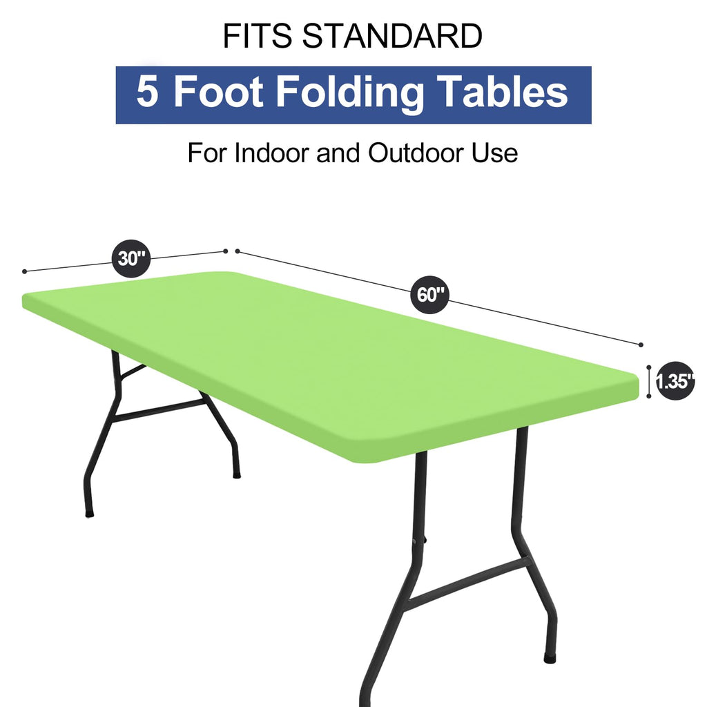 homing Rectangle Table Cloth Cover, Water-Resistant Polyester Elastic Fitted Tablecloth, Fits for 5 Foot Folding Tables, Washable Table Protector for Picnic, Camping, Outdoor (Lime Green, 30" x 60")
