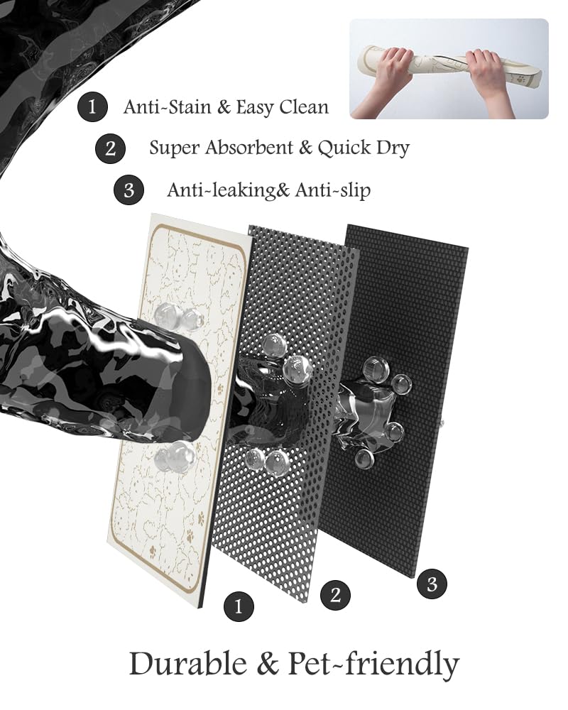 Pet Feeding Mat-Absorbent Dog Mat for Food and Water Bowl-No Stains Quick Dry Water Dispenser Mat-Dog Accessories Pet Supplies-Bowl for Messy Drinkers（FRAMEDOGS,12"x19"